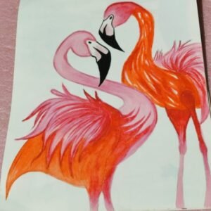 Drawing of flamingos